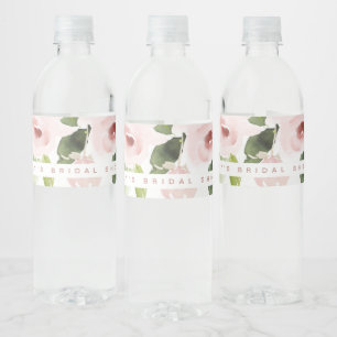 SOFT COLOR WASH BLUSH PINK FLORAL BRIDAL SHOWER WATER BOTTLE LABEL