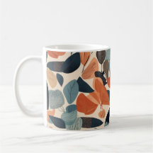 Soft-colored leaf design coffee cup