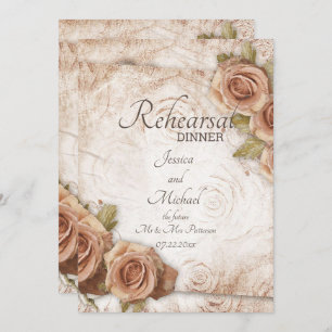 Soft Colored Roses Wedding Rehearsal Dinner Invitation