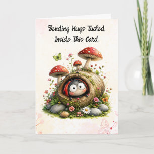 Soft Colorful Ladybug Art "Sending Hugs" Card