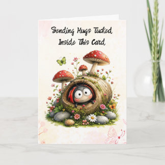 Soft Colorful Ladybug Art "Sending Hugs" Card