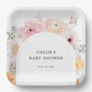 Soft Colorful Pastel Floral Arch Paper Plate