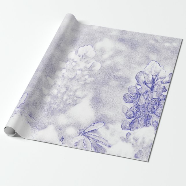 Soft Colors Bluebonnet Wrapping Paper (Unrolled)
