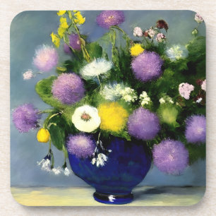 Soft Colour Flower Vase Print Coaster