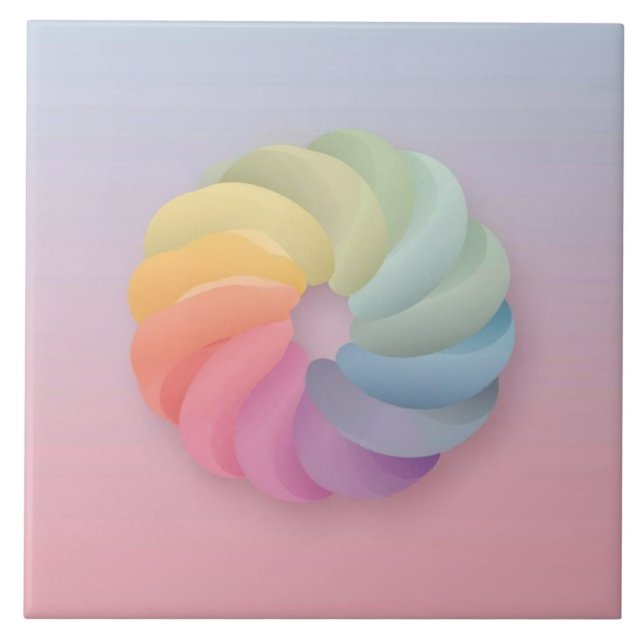 Soft Colour Gradient swirl Ceramic Tile (Front)
