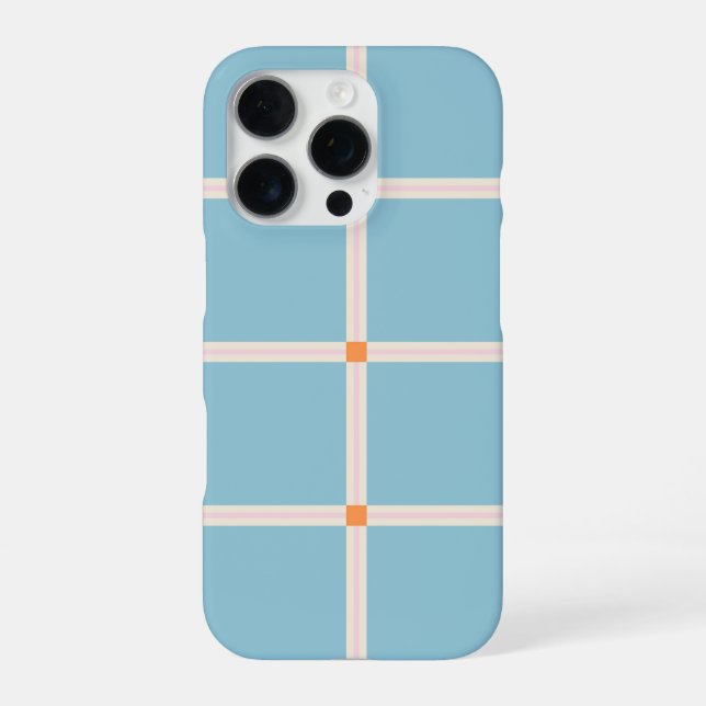 Soft Colour Grid Pattern with Warm Accent Minimal iPhone Case (Back)