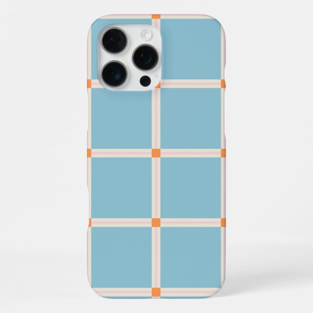 Soft Colour Grid Pattern with Warm Accent Minimal iPhone Case (Back)