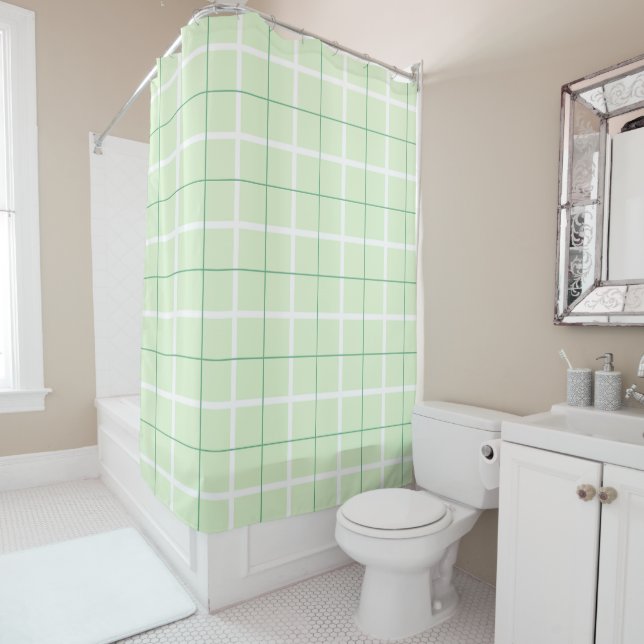 Soft Colour Vertical Stripe Pattern Point Design Shower Curtain (In Situ)