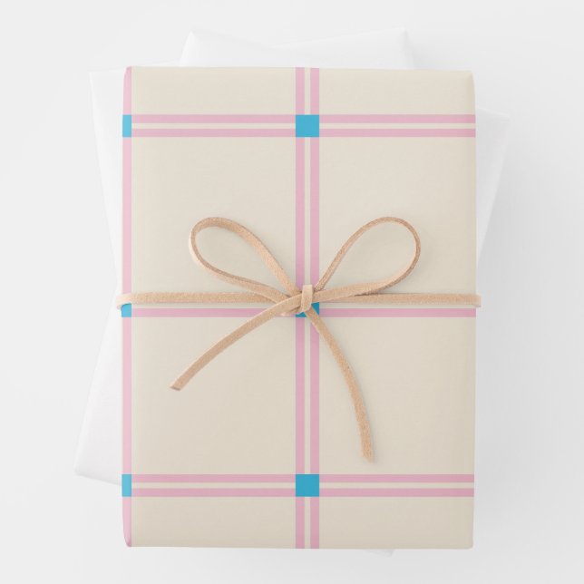 Soft Colour Vertical Stripe Pattern Point Design Wrapping Paper Sheet (In situ)