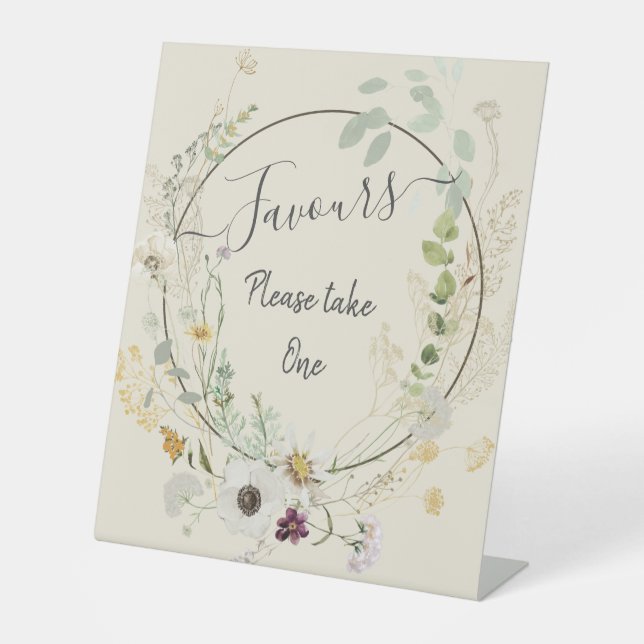 Soft Colour Wild Flowers Pedestal Sign (Front)