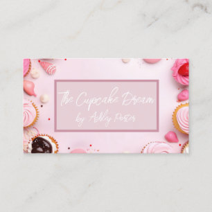 soft coloured cupcakes and sweets bakery business card