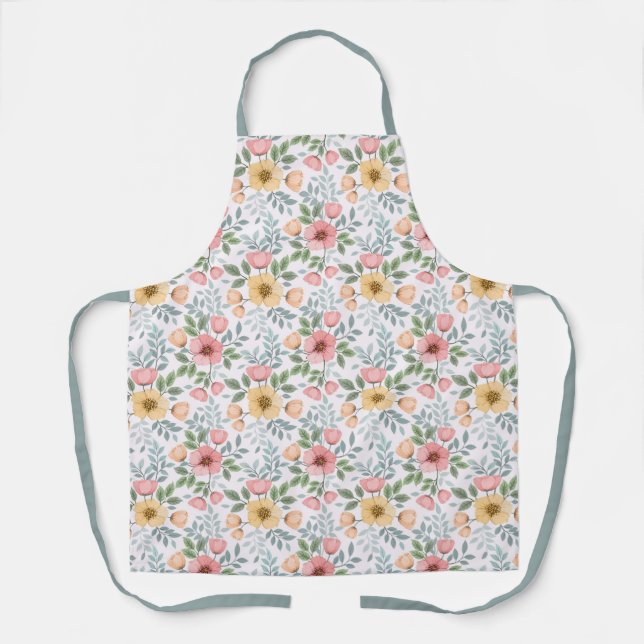 Soft Coloured Flower Pattern Apron (Front)