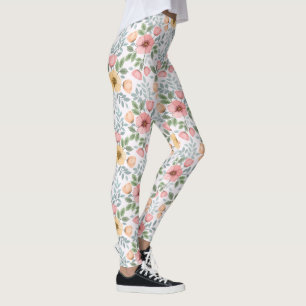 Soft Coloured Flower Pattern Leggings
