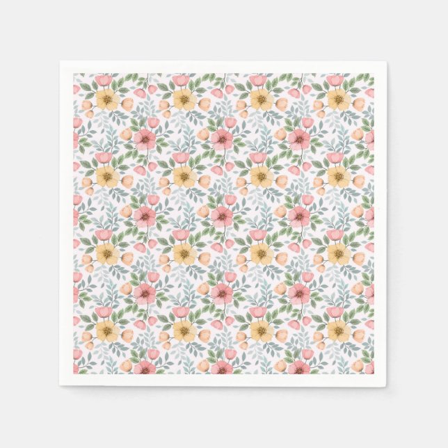 Soft Coloured Flower Pattern Napkins (Front)