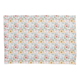 Soft Coloured Flower Pattern Pillow Case