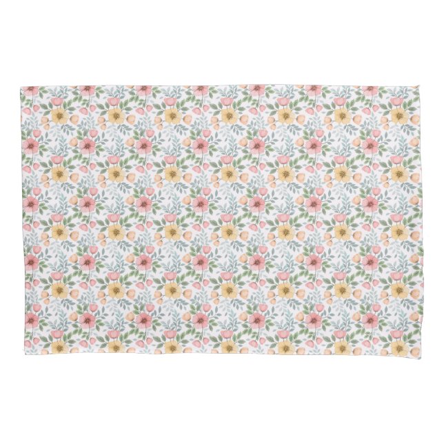 Soft Coloured Flower Pattern Pillow Case (Front)
