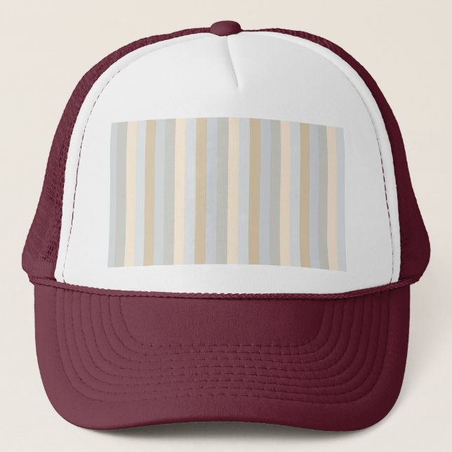 Soft Coloured Greys Vertical Stripes Pattern Trucker Hat (Front)