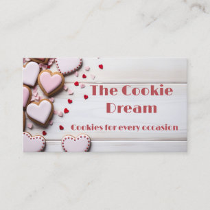 soft coloured heart shaped cookies bakery business card