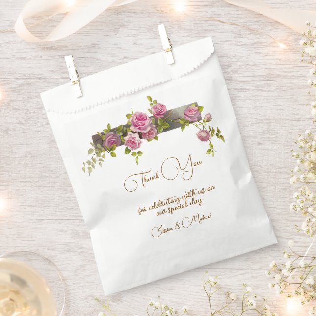 Soft Coloured Roses Wedding  Favour Bag (Clipped)