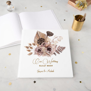 Soft Coloured Roses Wedding Guest Book