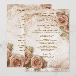 Soft Coloured Roses Wedding Program