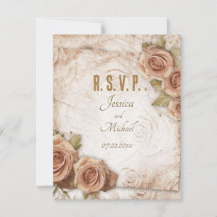 Soft Coloured Roses Wedding RSVP Card