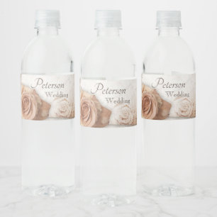 Soft Coloured Roses Wedding Water Bottle Label
