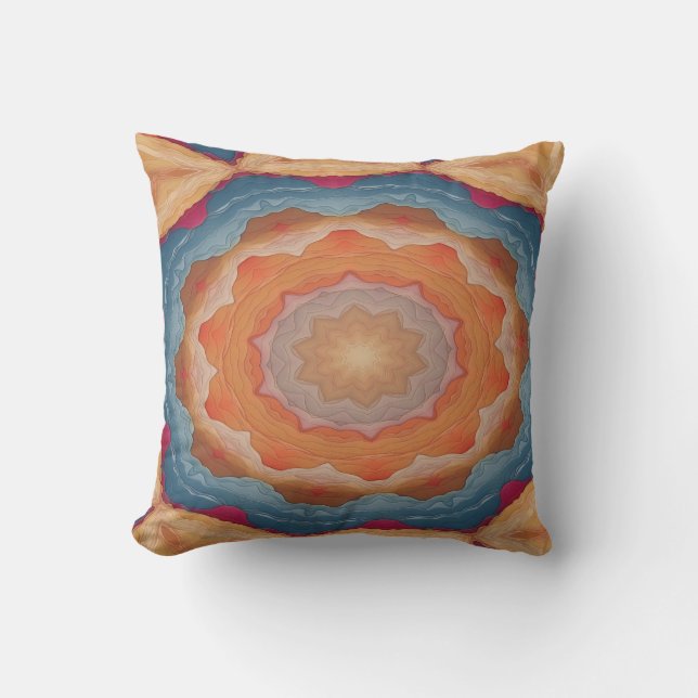 Soft Coloured Throw Pillow with Abstract Design. (Front)