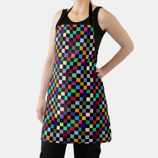 Soft Colourful Chequered Pattern Design Apron (Insitu)