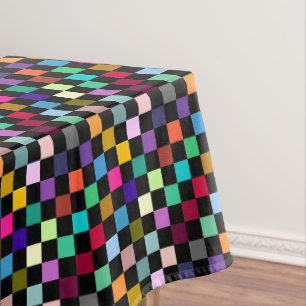 Soft Colourful Chequered Pattern Design Tablecloth