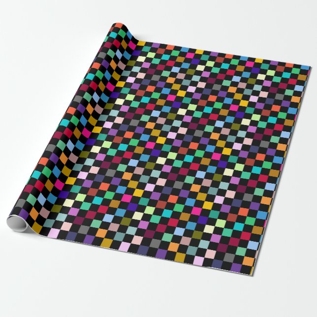 Soft Colourful Chequered Pattern Design Wrapping Paper (Unrolled)