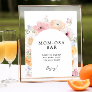 Soft Colourful Pastel Floral Arch Momosa Bar Sign