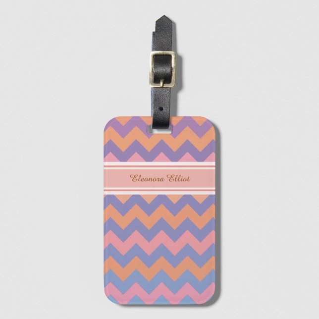 soft colours chevron . her name luggage tag (Front Vertical)