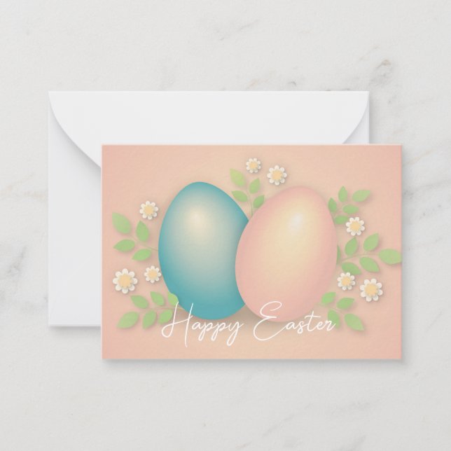 Soft colours easter egg and spring daisy flowers card (Front)