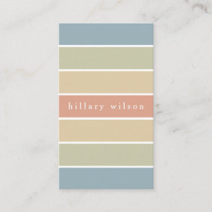 Soft colours palette stripes geometric retro business card