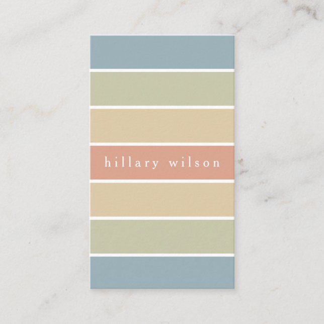 Soft colours palette stripes geometric retro business card (Front)