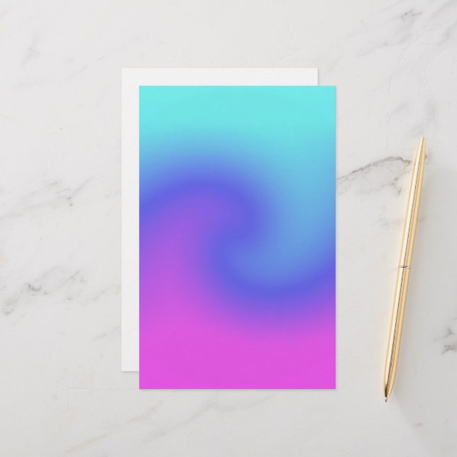 Soft Colours Pastel Swirl Pink Blue Purple Aqua Ar Stationery (Front/Back In Situ)
