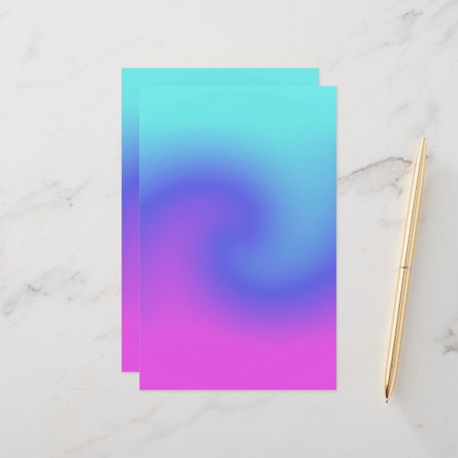 Soft Colours Pastel Swirl Pink Blue Purple Aqua Ar Stationery (Front/Back In Situ)