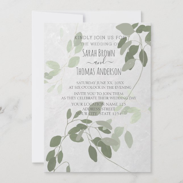 Soft Colours Sage Mint Green INVITATION (Front)