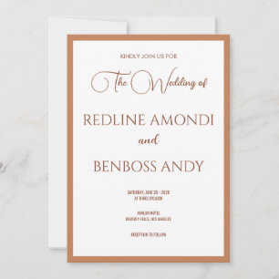 Soft Copper Minimalist Modern Calligraphy Wedding Invitation