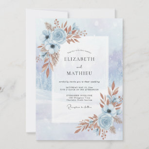 Soft Copper Slate Leafy Wedding Invitation