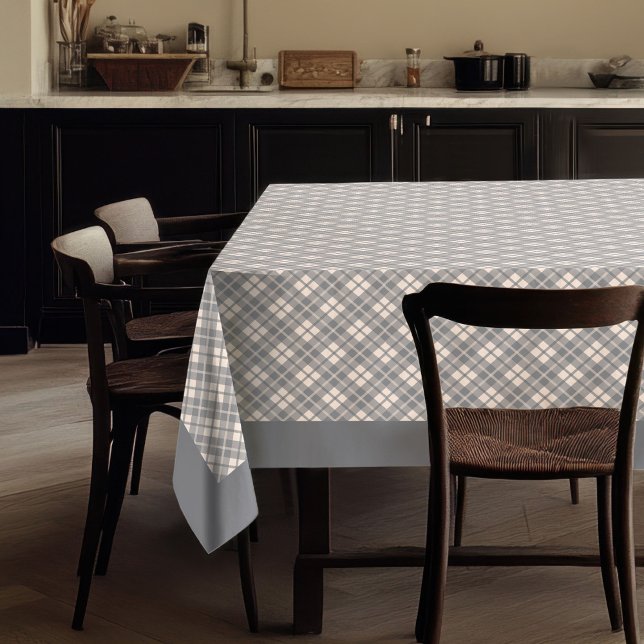 Soft Coral and Grey Checked Dining Tablecloth (Soft Coral and Grey Checked Dining Tablecloth)