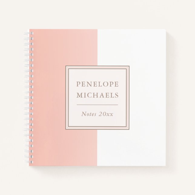 Soft Coral and White Colour Block Notebook (Front)