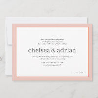 Soft Coral Border Simple Wedding Invitation