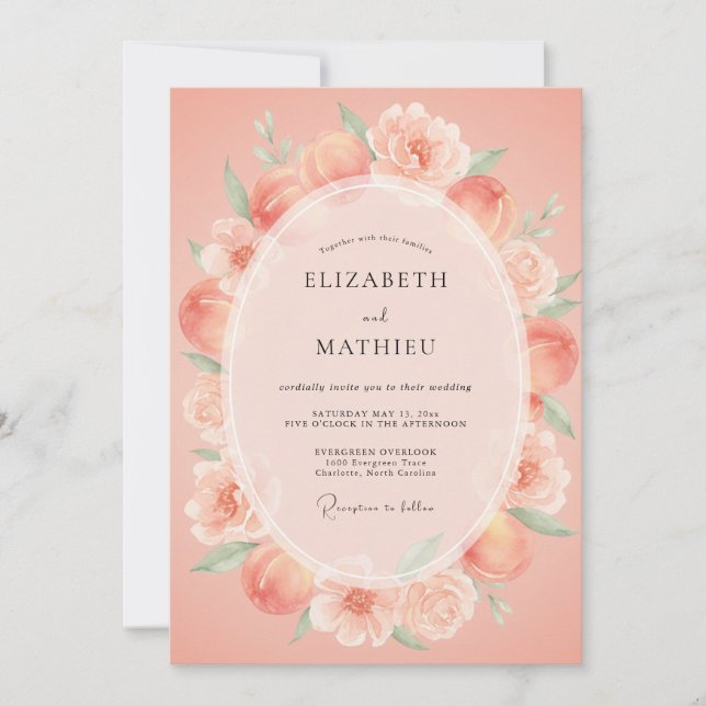 Soft Coral Ethereal Summer Wedding Invitation (Front)