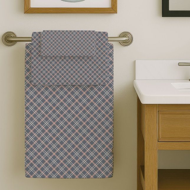 Soft Coral Plaid Towels Elegant Bath Essentials (Soft Coral Plaid Towels Elegant Bath Essentials)