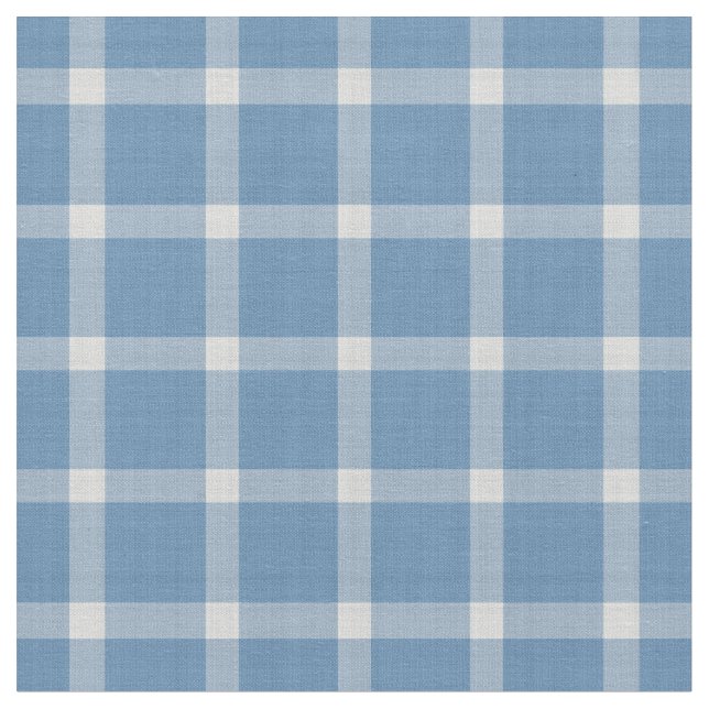 Soft Cornflower Blue Large Gingham Fabric (Close Up)
