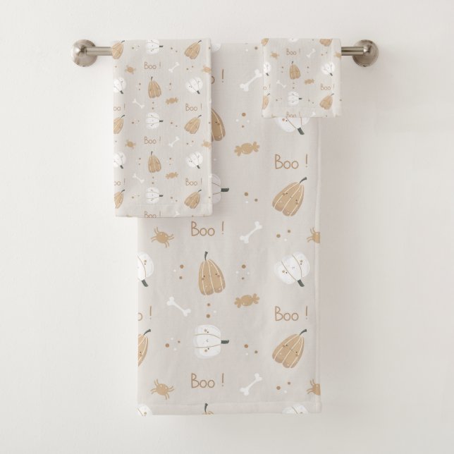 Soft Cosy Halloween Pattern Bath Towel Set (Insitu)