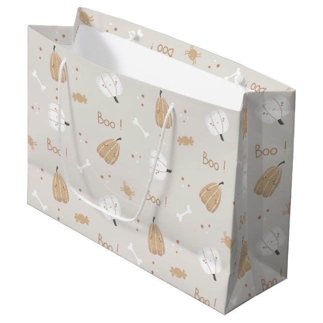 Soft Cosy Halloween Pattern Large Gift Bag (Front Angled)