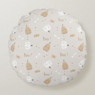 Soft Cosy Halloween Pattern Round Pillow